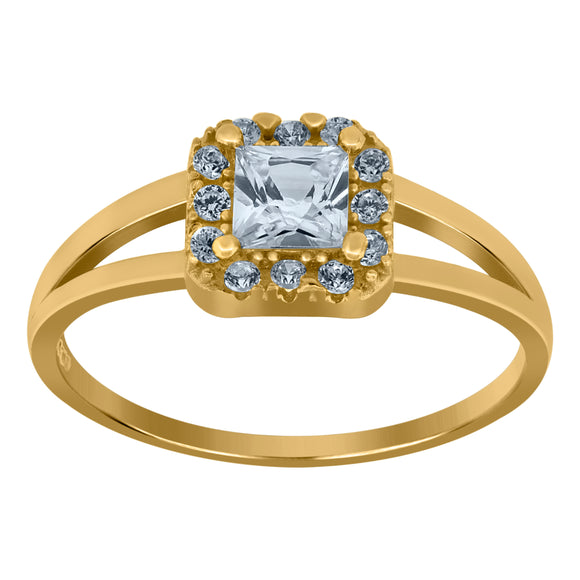 10kt Yellow Gold Womens Princess-cut Cubic Zirconia Engagement Ring
