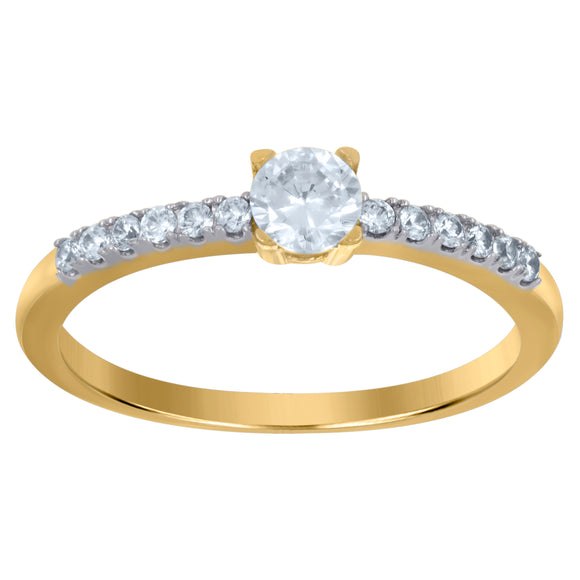 10kt Two-tone Gold Womens Cubic Zirconia Engagement Ring