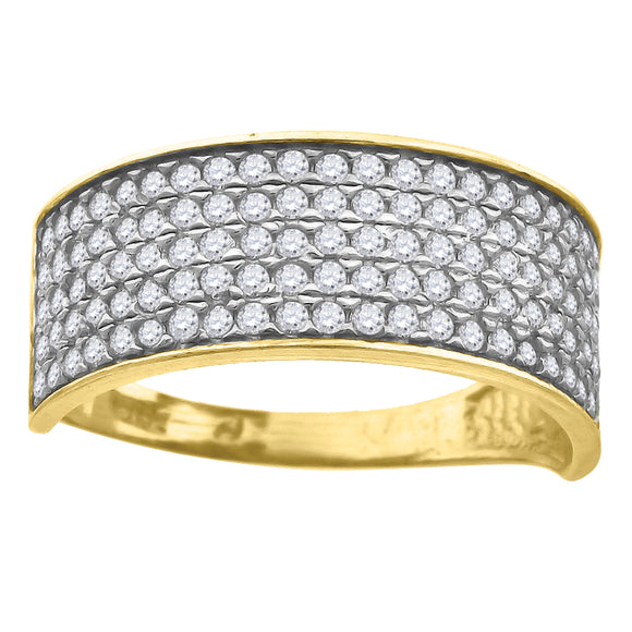 10kt Two-tone Gold Womens Round Cubic Zirconia Five Row Engagement Ring
