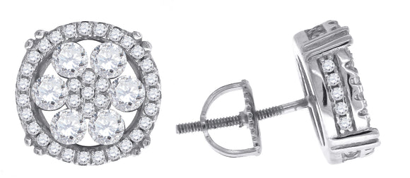 925 Sterling Silver Womens Cubic Zirconia Round Stud Earrings