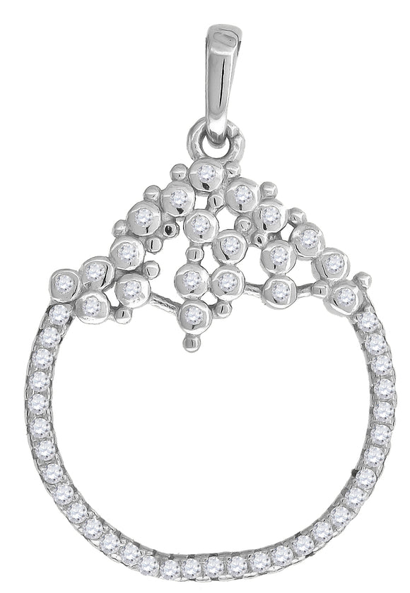 925 Sterling Silver Womens Cubic-Zirconia Fashion Charm Pendant