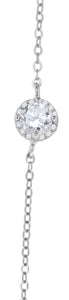 925 Sterling Silver Women Cubic Zirconia Rolo Link Halo Bracelet