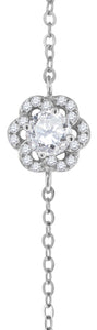 925 Sterling Silver Women Cubic Zirconia Rolo Link Flower Bracelet