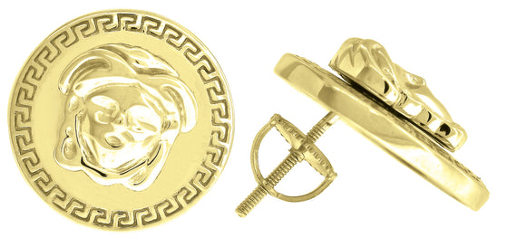 925 Sterling Silver Yellow-tone Womens Versace Greek Key Border Stud Earrings