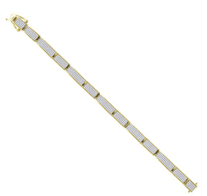 925 Sterling Silver Yellow-Tone Unisex Micropave Cubic Zirconia Link Bracelet