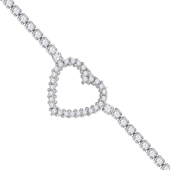 925 Sterling Silver Womens Cubic Zirconia Heart Bracelet