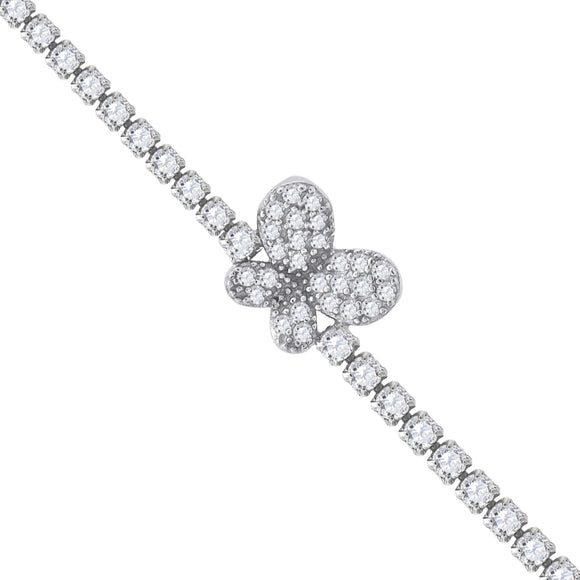 925 Sterling Silver Women Cubic Zirconia Fancy Butterfly Bracelet