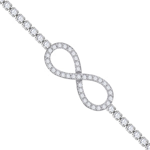 925 Sterling Silver Women Cubic Zirconia Fancy Infinity Bracelet