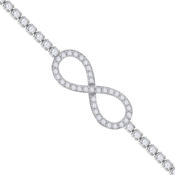 925 Sterling Silver Women Cubic Zirconia Fancy Infinity Bracelet