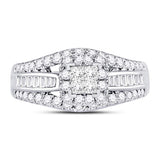 14kt White Gold Princess Diamond Cluster Bridal Wedding Engagement Ring 1 Cttw