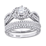 925 Sterling Silver His & Hers Cubic Zirconia Trio Ring Set Size 8