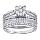 925 Sterling Silver His & Hers Cubic Zirconia Trio Ring Set Size 7