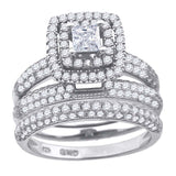 925 Sterling Silver His & Hers Cubic Zirconia Trio Ring Set Size 9