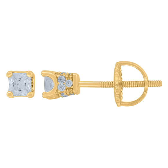 925 Sterling Silver Womens Cubic Zirconia Square Stud Earrings