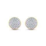 10kt Yellow Gold Mens Round Diamond Cluster Earrings 1/5 Cttw