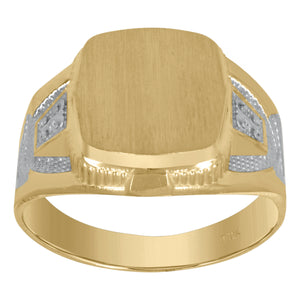 10KT Two-Tone Gold Mens Square Head Signet Ring