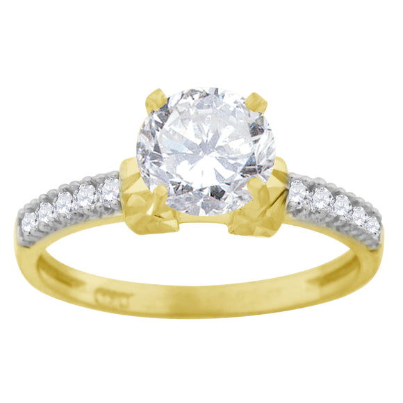 10kt Two-tone Gold Womens Cubic Zirconia Engagement Ring