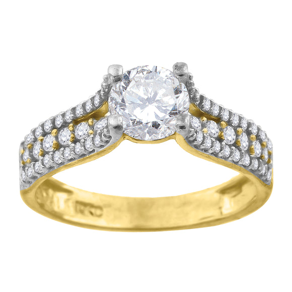 10kt Two-tone Gold Womens Cubic Zirconia Engagement Ring