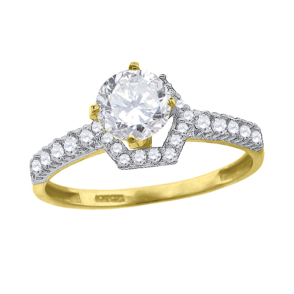 10kt Two-tone Gold Womens Cubic Zirconia Engagement Ring