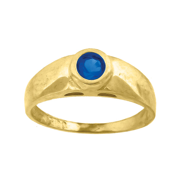 10kt Yellow Gold Baby Round Blue Cubic Zirconia Birth Stone Ring