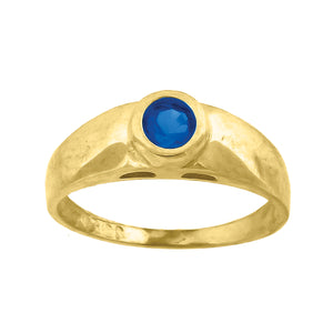 10kt Yellow Gold Baby Round Blue Cubic Zirconia Birth Stone Ring
