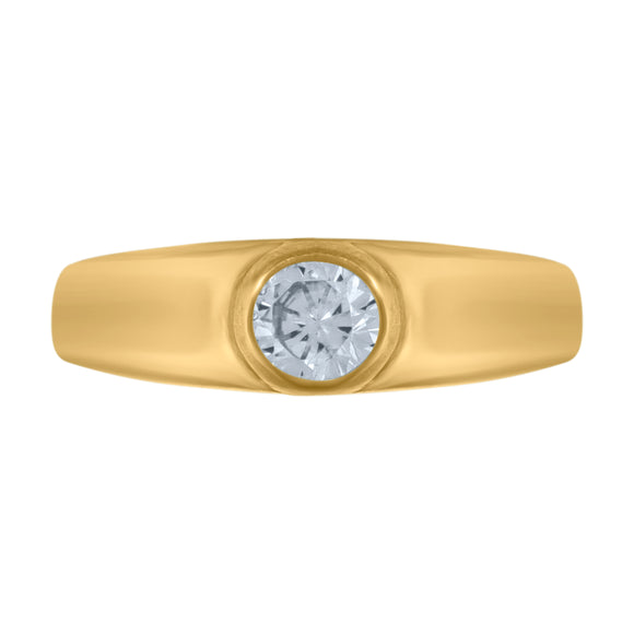 10kt Yellow Gold Baby Round Cubic Zirconia Birth Stone Ring