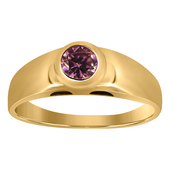 10kt Yellow Gold Baby Round Garnet Cubic Zirconia Birth Stone Ring