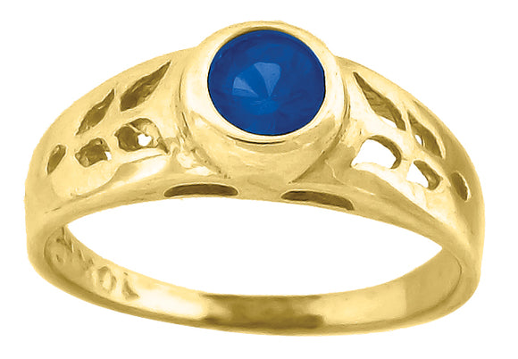 10kt Yellow Gold Blue Cubic Zirconia CZ Baby Ring