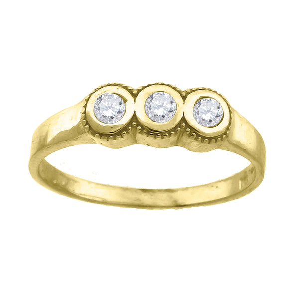 10kt Yellow Gold Womens Cubic Zirconia Three Stone Engagement Ring