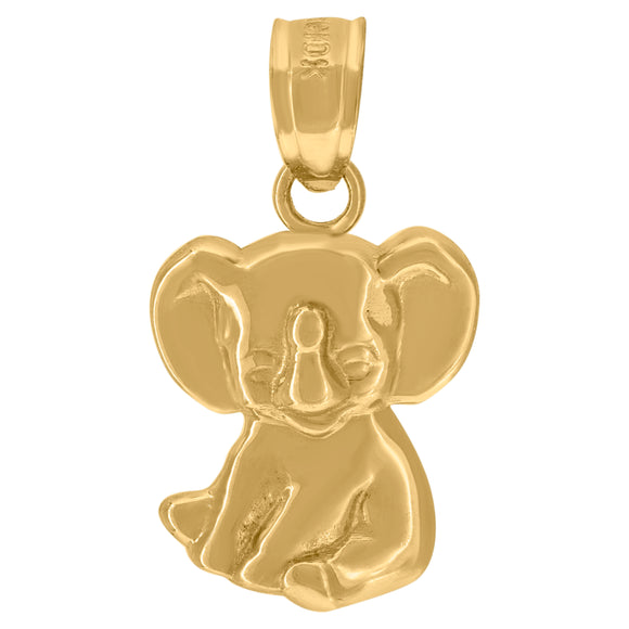 10kt Yellow Gold Diamond-cut Baby Elephant Ht:18.5mm x W:10.2mm Animal Charm Pendant