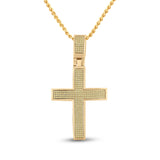 10kt Yellow Gold Mens Round Yellow Color Enhanced Diamond Cross Charm Pendant 1/2 Cttw