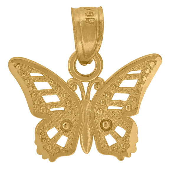 10kt Yellow Gold Diamond-cut Womens Butterfly Ht:14.7mm x W:14.2mm Animal Charm Pendant