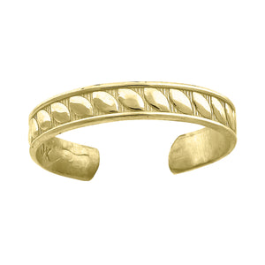 10kt Yellow Gold Womens Textured Leaf Toe Ring 