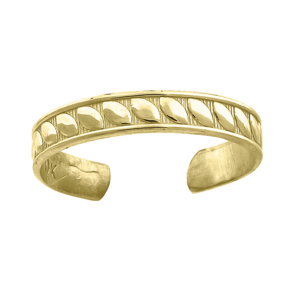 10kt Yellow Gold Womens Textured Leaf Toe Ring 