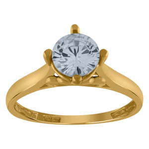 10kt Yellow Gold Womens Round Cubic Zirconia Engagement Ring