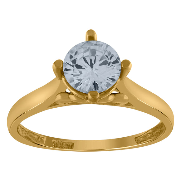 10kt Yellow Gold Womens Round Cubic Zirconia Engagement Ring