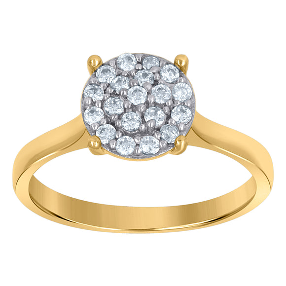 10kt Two-tone Gold Womens Princess-cut Cubic Zirconia Engagement Ring