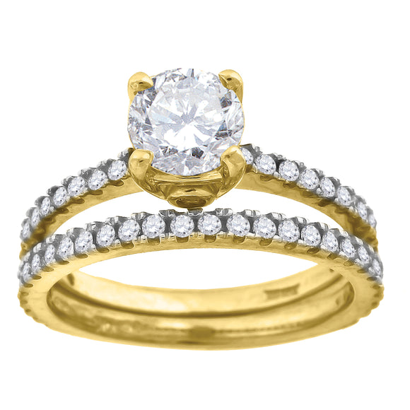 10kt Two-tone Gold Womens Round Cubic Zirconia Bridal Ring Set