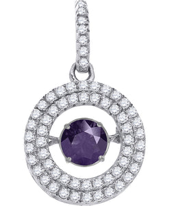 925 Sterling Silver Womens Purple White Cubic Zirconia Fashion Charm Pendant