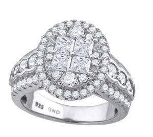 925 Sterling Silver Womens Cubic Zirconia Oval Engagement Ring Size 6