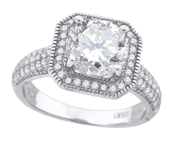 925 Sterling Silver Womens Cubic Zirconia Engagement Ring Size 6