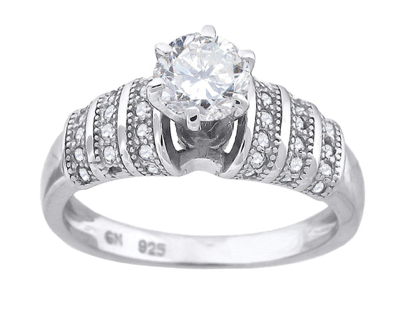 925 Sterling Silver Womens Cubic Zirconia Engagement Ring Size 6