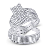 10kt White Gold His Hers Round Diamond Cluster Matching Wedding Set 3/4 Cttw