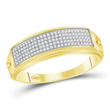 10kt Yellow Gold His Hers Round Diamond Cluster Matching Wedding Set 5/8 Cttw
