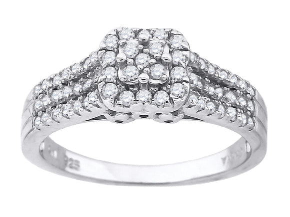 925 Sterling Silver Womens Cubic Zirconia Square Engagement Ring Size 6