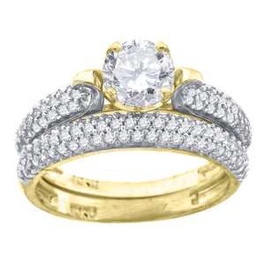 10kt Two-tone Gold Womens Round Cubic Zirconia Bridal Ring Set