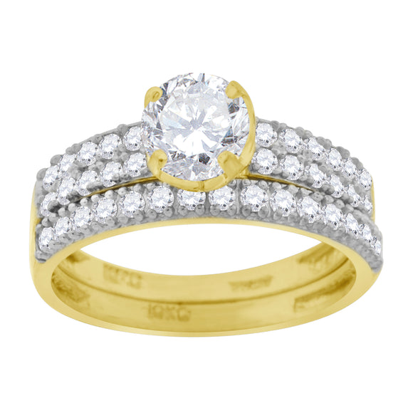 10kt Two-tone Gold Womens Cubic Zirconia Bridal Ring Set