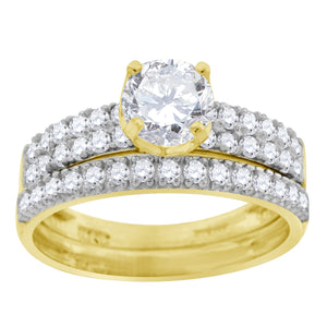 10kt Two-tone Gold Womens Round Cubic Zirconia Bridal Ring Set