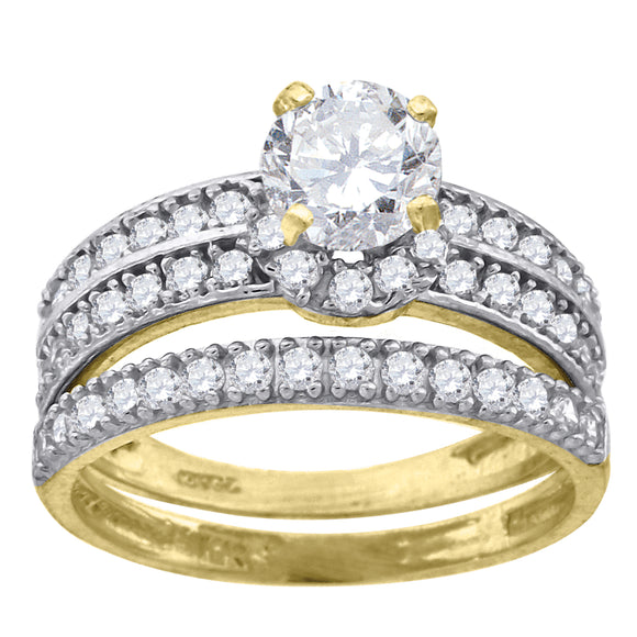 10kt Two-tone Gold Womens Round Cubic Zirconia Bridal Ring Set