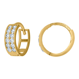 10kt Yellow Gold Womens CZ Cubic Zirconia Double Row Hoop Earrings